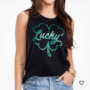 Lucky Clover Tipsy Elves St Patrick's Day Tank Top Women's Black Green NEW Large